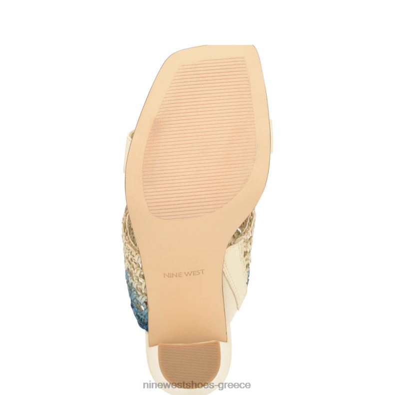 Nine West πέδιλα με τακούνι mylas slide 2JJ4N149 κρεμ μπλε ombre