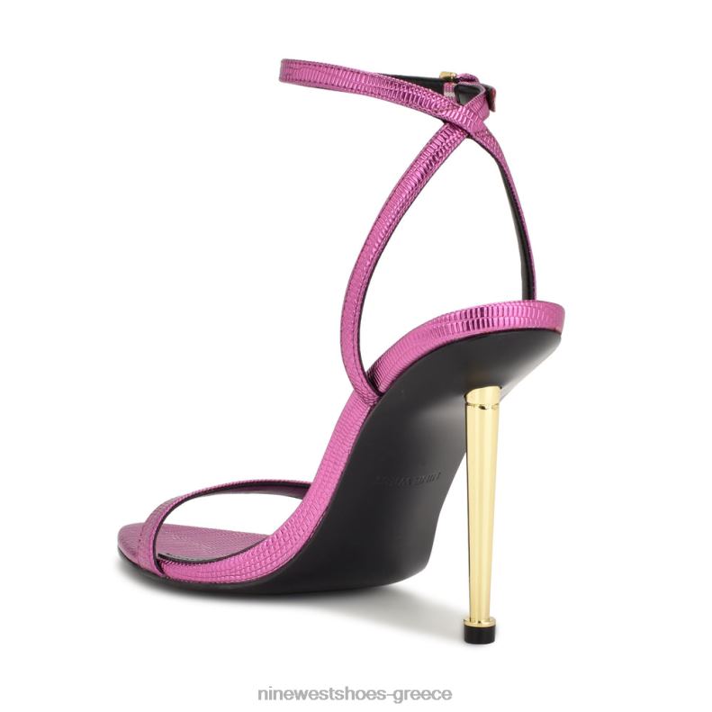 Nine West πέδιλα με λουράκι αστραγάλου reina 2JJ4N1738 στάμπα ματζέντα μεταλλική σαύρα