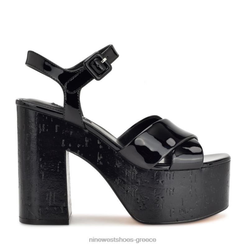 Nine West σανδάλια πλατφόρμας rilay 2JJ4N159 μαύρη πατέντα