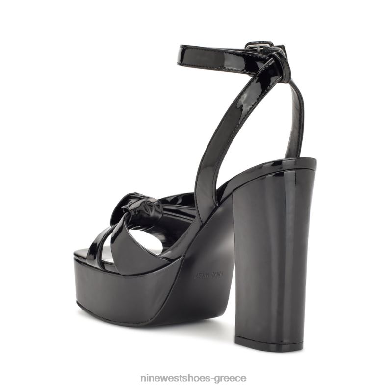 Nine West σανδάλια πλατφόρμας rippa 2JJ4N1772 μαύρη πατέντα