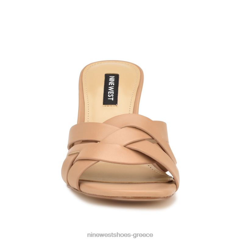 Nine West πέδιλα slide με τακούνι λινέτ 2JJ4N130 φυσικός