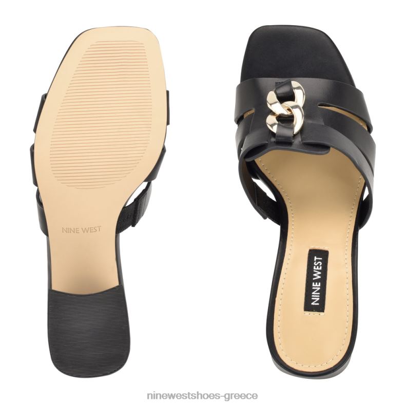 Nine West σανδάλια slide με τακούνι gipper 2JJ4N250 μαύρος