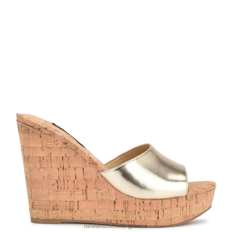 Nine West σανδάλια slide herden wedge 2JJ4N195 πλατίνο