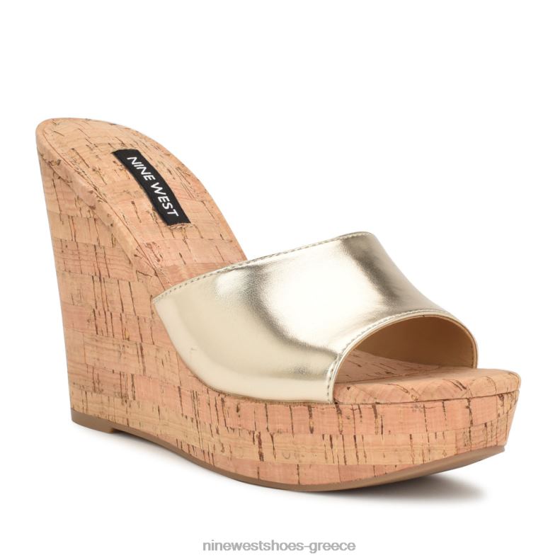 Nine West σανδάλια slide herden wedge 2JJ4N195 πλατίνο