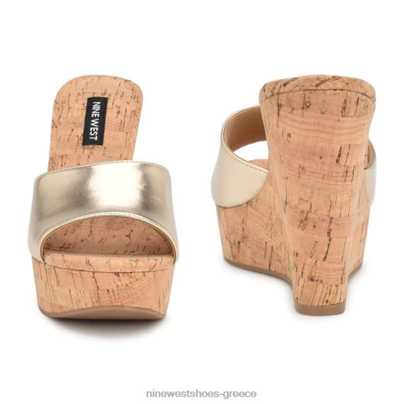 Nine West σανδάλια slide herden wedge 2JJ4N195 πλατίνο