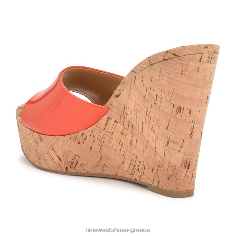 Nine West σανδάλια slide herden wedge 2JJ4N196 πορτοκάλι