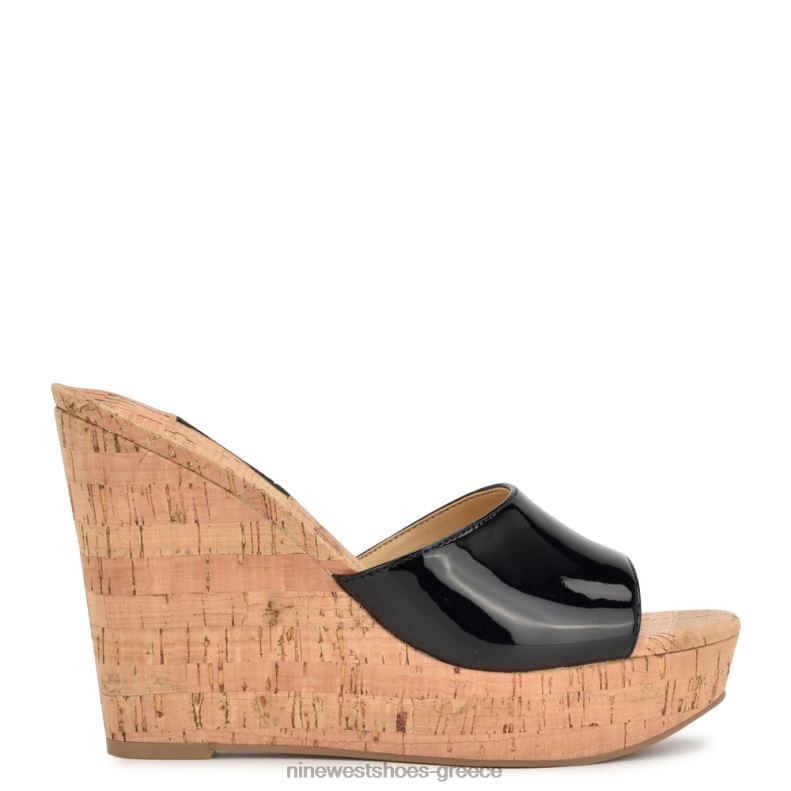 Nine West σανδάλια slide herden wedge 2JJ4N197 μαύρος