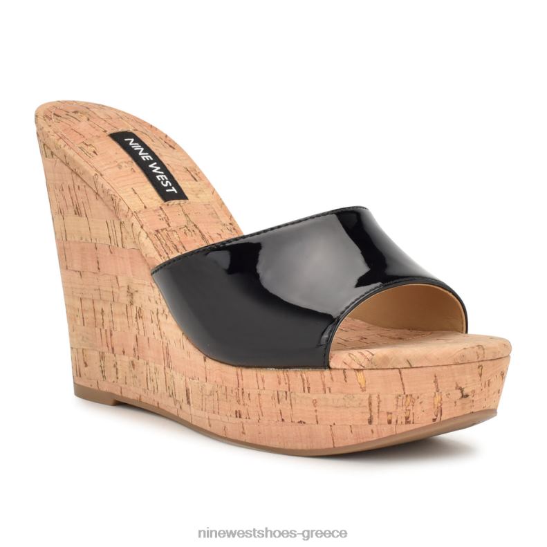 Nine West σανδάλια slide herden wedge 2JJ4N197 μαύρος