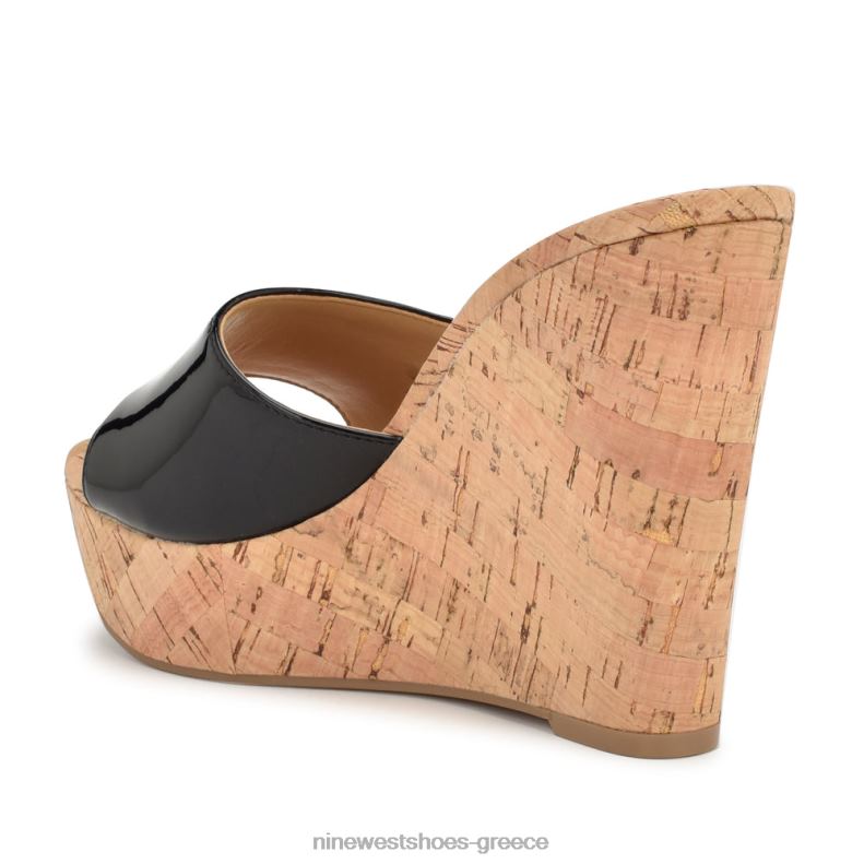 Nine West σανδάλια slide herden wedge 2JJ4N197 μαύρος