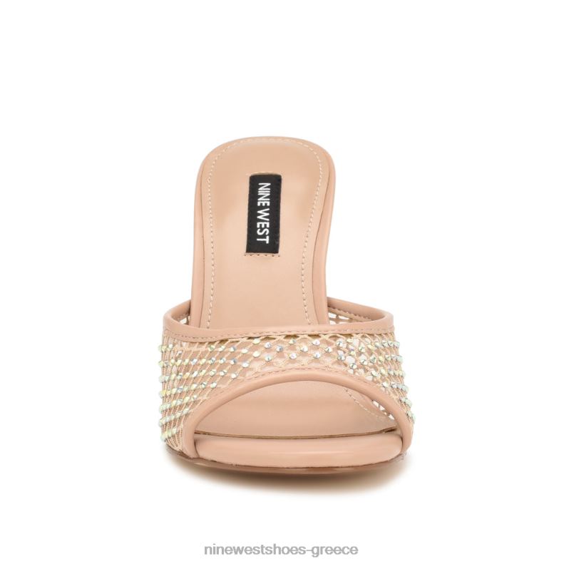 Nine West πέδιλα slide με iriep τακούνι 2JJ4N1078 ελαφρύ φυσικό πλέγμα