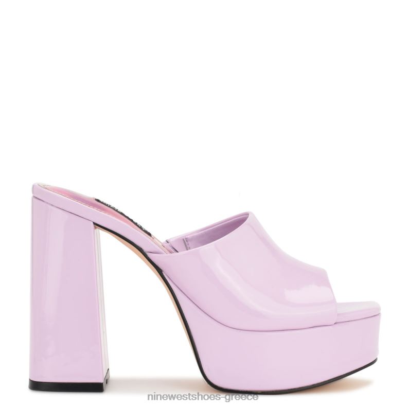 Nine West πέδιλα slide platform jilie 2JJ4N256 πατέντα λιλά