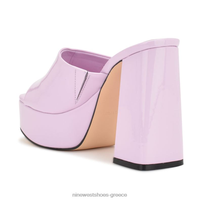 Nine West πέδιλα slide platform jilie 2JJ4N256 πατέντα λιλά