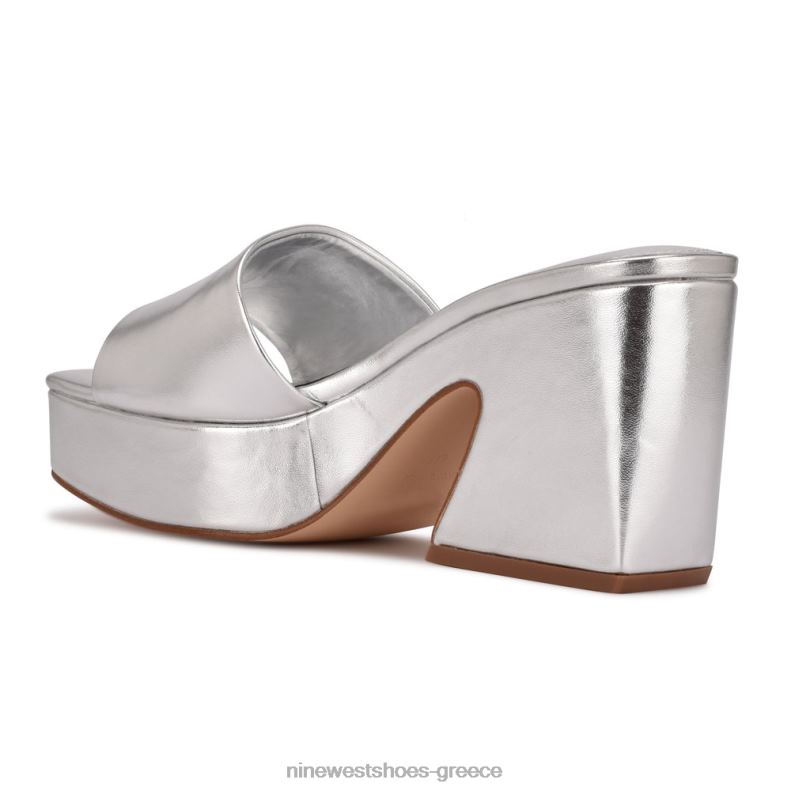 Nine West σανδάλια slide platform oklee 2JJ4N599 ασήμι