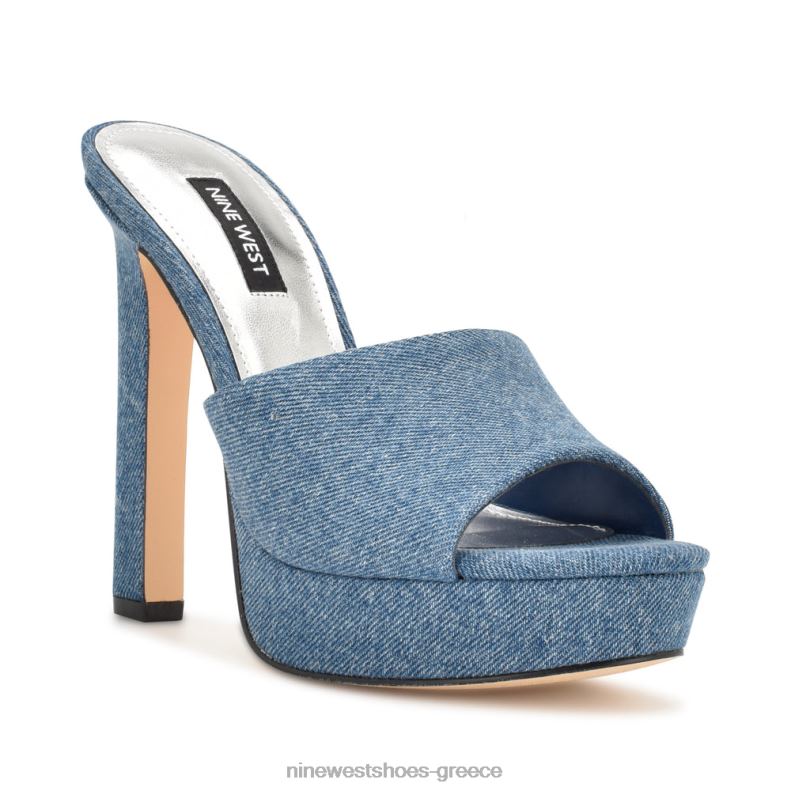 Nine West πέδιλα slide platform wilia 2JJ4N313 τζην