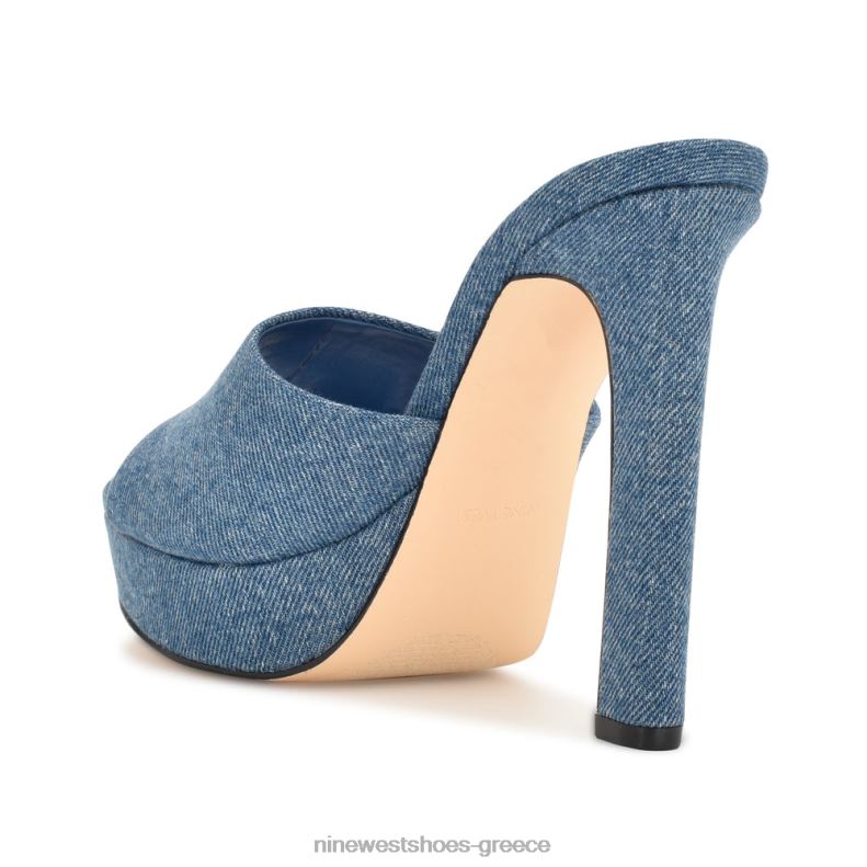 Nine West πέδιλα slide platform wilia 2JJ4N313 τζην