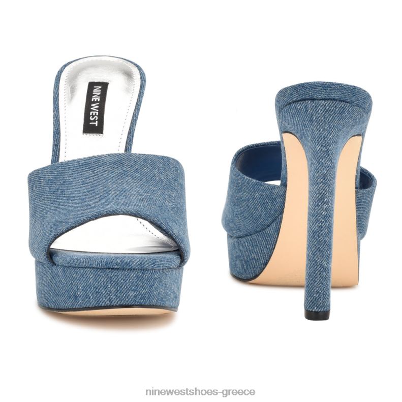 Nine West πέδιλα slide platform wilia 2JJ4N313 τζην