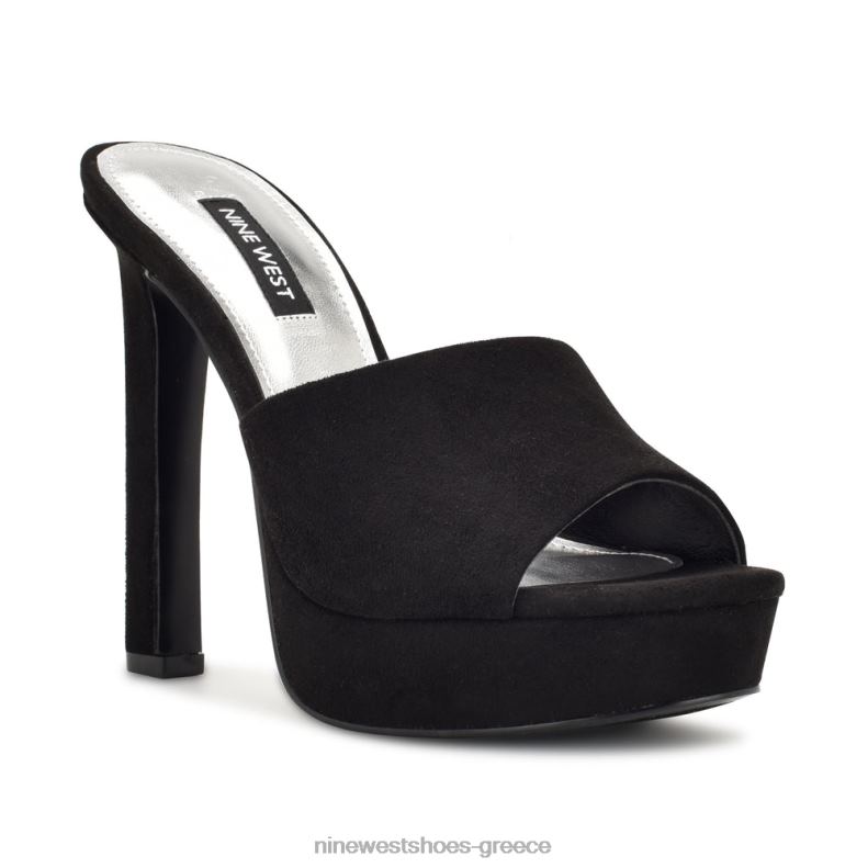 Nine West πέδιλα slide platform wilia 2JJ4N314 μαύρο σουέτ