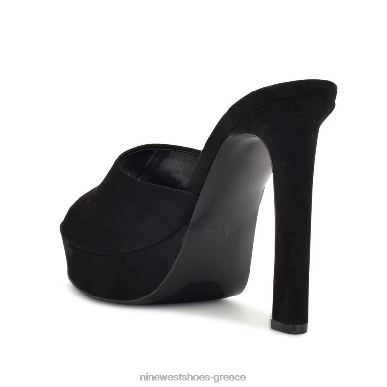 Nine West πέδιλα slide platform wilia 2JJ4N314 μαύρο σουέτ