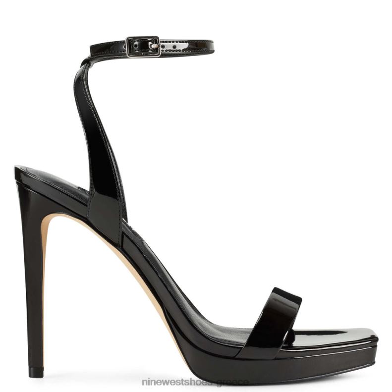 Nine West zadie πέδιλα με λουράκι στον αστράγαλο 2JJ4N1842 μαύρη πατέντα