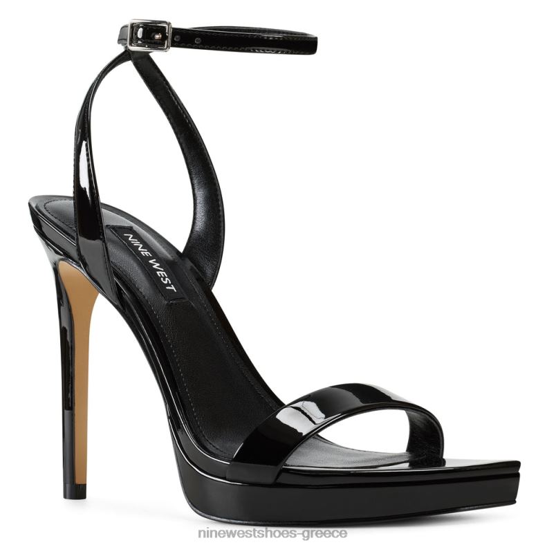 Nine West zadie πέδιλα με λουράκι στον αστράγαλο 2JJ4N1842 μαύρη πατέντα