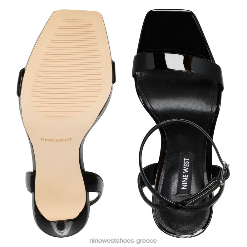 Nine West zadie πέδιλα με λουράκι στον αστράγαλο 2JJ4N1842 μαύρη πατέντα