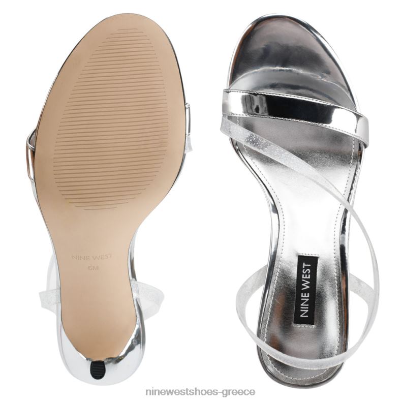 Nine West σανδάλια slingback με τακούνι magee 2JJ4N433 ασημί γκλίτερ