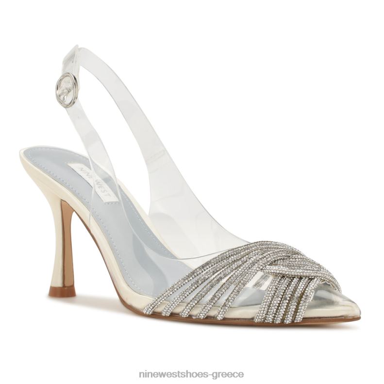 Nine West αντλίες slingback nalan 2JJ4N840 ελεφαντόδοντο/διαφανές κρύσταλλο