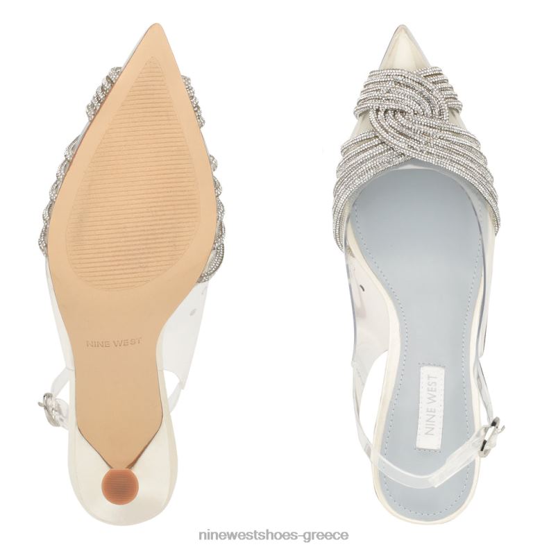 Nine West αντλίες slingback nalan 2JJ4N840 ελεφαντόδοντο/διαφανές κρύσταλλο