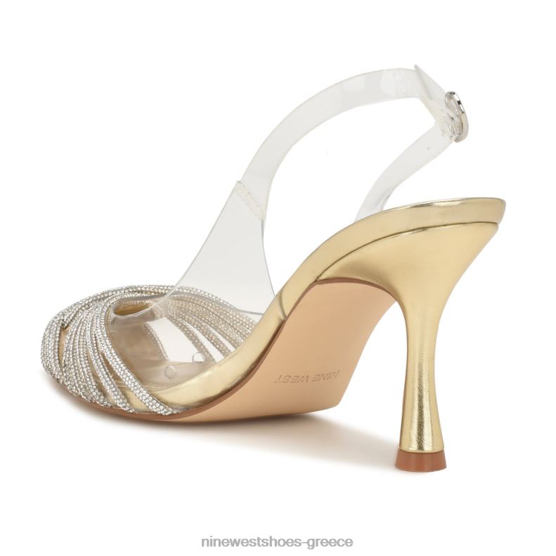 Nine West αντλίες slingback nalan 2JJ4N841 χρυσό/διαφανές κρύσταλλο