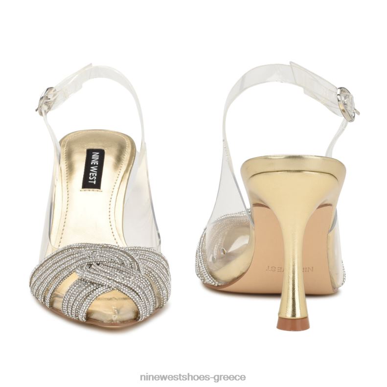 Nine West αντλίες slingback nalan 2JJ4N841 χρυσό/διαφανές κρύσταλλο