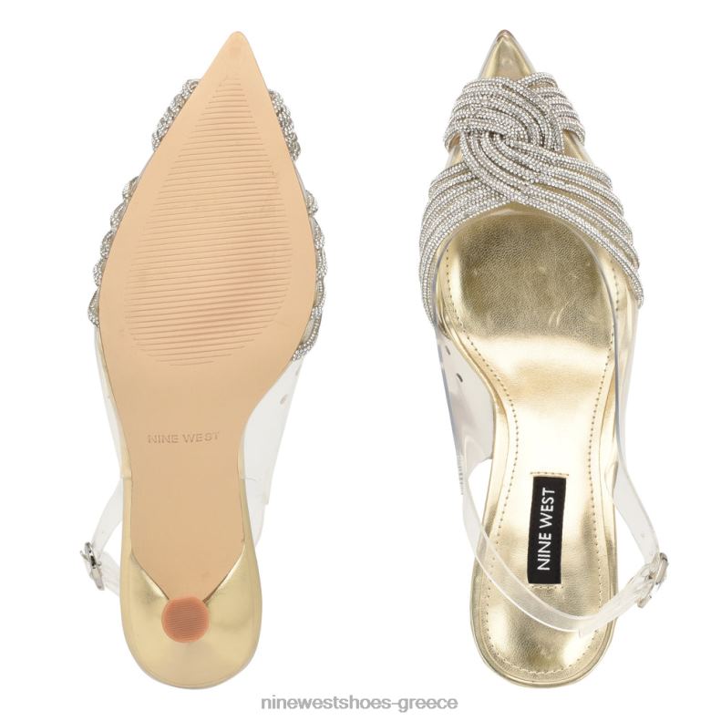 Nine West αντλίες slingback nalan 2JJ4N841 χρυσό/διαφανές κρύσταλλο