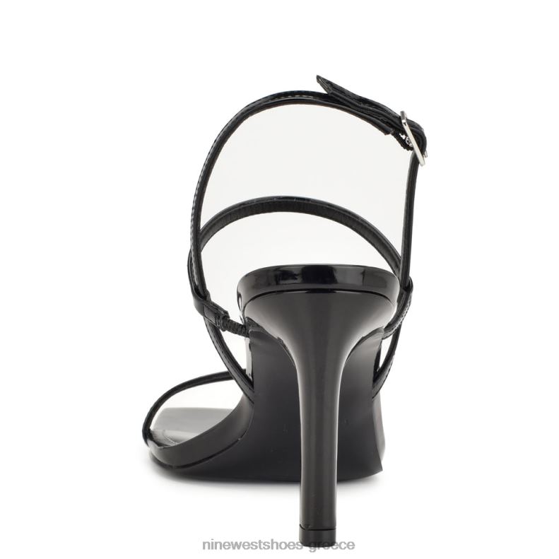 Nine West σανδάλια slingback με τακούνι olah 2JJ4N165 μαύρη πατέντα