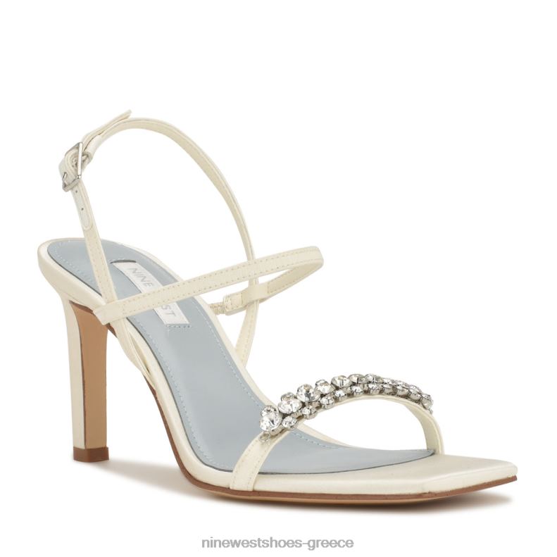 Nine West Σανδάλια slingback με τακούνι oreece 2JJ4N161 ιβουάρ σατέν κρύσταλλο