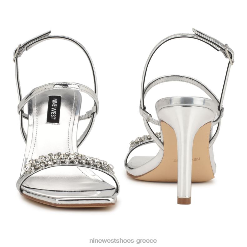 Nine West Σανδάλια slingback με τακούνι oreece 2JJ4N162 ασήμι