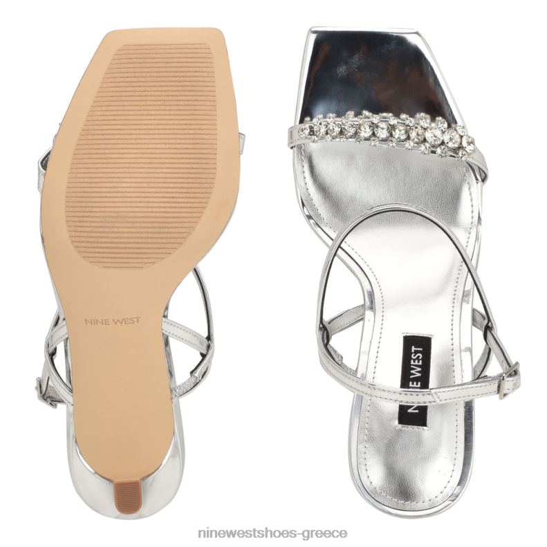 Nine West Σανδάλια slingback με τακούνι oreece 2JJ4N162 ασήμι