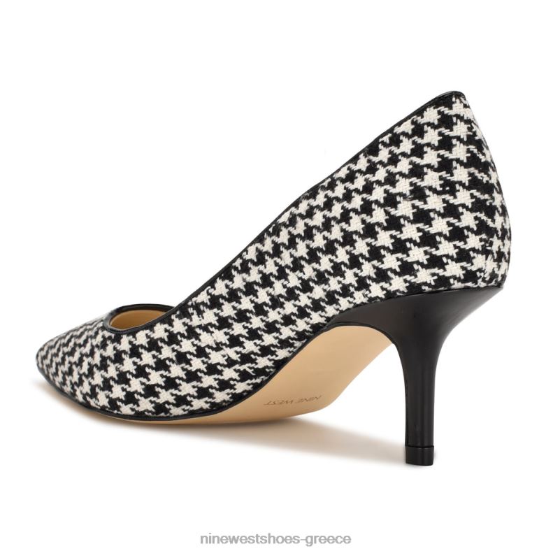 Nine West μυτερές αντλίες για τα δάχτυλα αρλέν 2JJ4N1168 μαύρο/άσπρο κυνηγόσκυλο