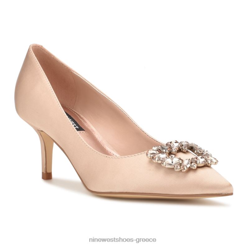 Nine West μυτερές αντλίες μύτης avolon 2JJ4N1165 γυμνό σατέν κρύσταλλο