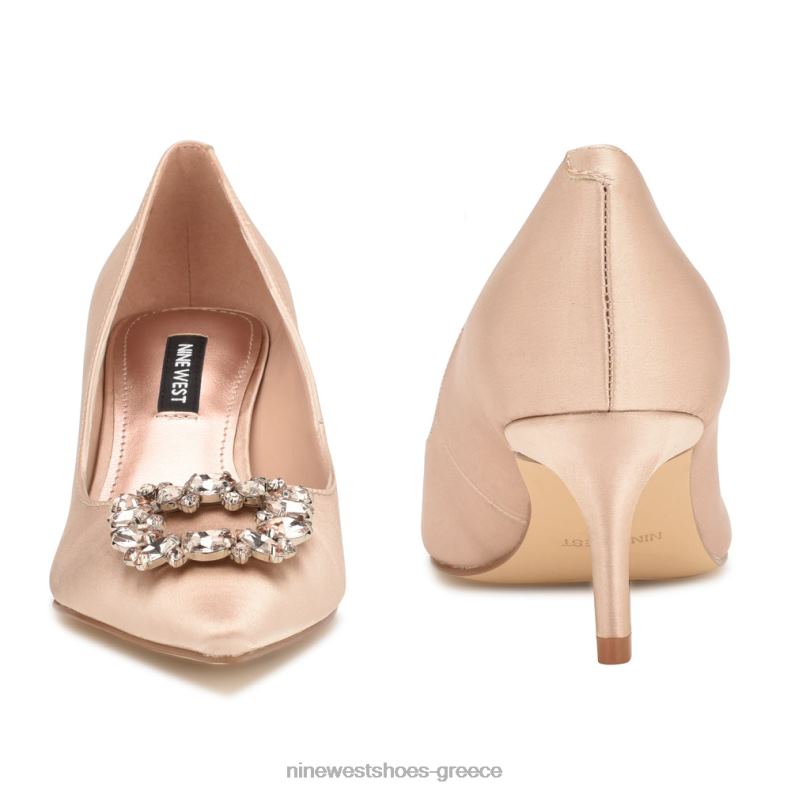 Nine West μυτερές αντλίες μύτης avolon 2JJ4N1165 γυμνό σατέν κρύσταλλο