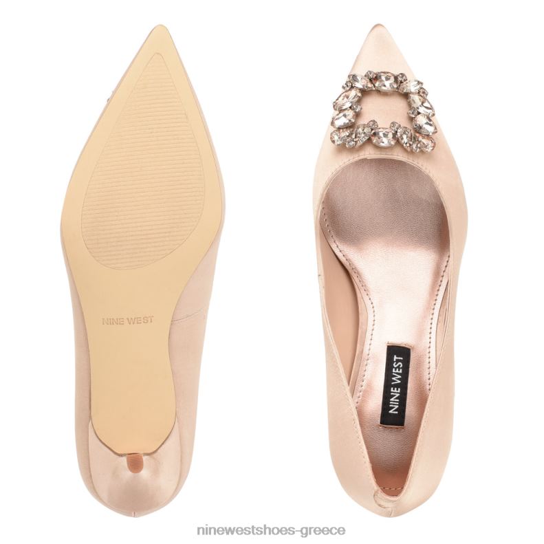 Nine West μυτερές αντλίες μύτης avolon 2JJ4N1165 γυμνό σατέν κρύσταλλο