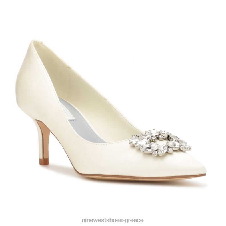 Nine West μυτερές αντλίες μύτης avolon 2JJ4N1166 ιβουάρ κρυστάλλινο σατέν