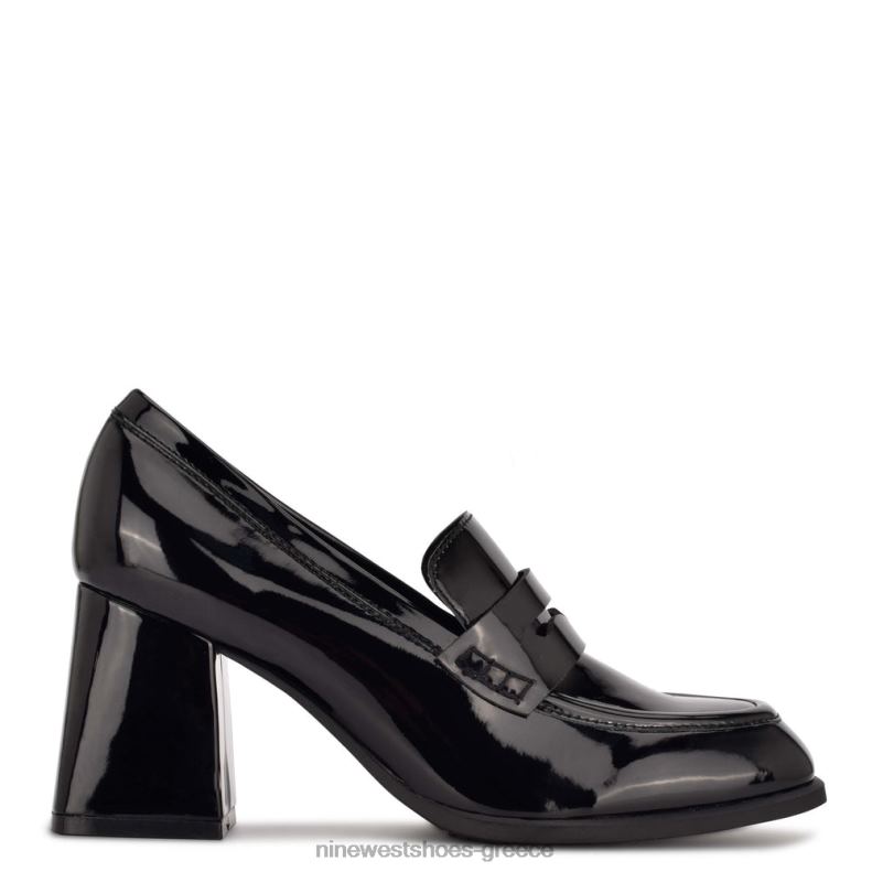 Nine West loafers με ξύσμα με τακούνι 2JJ4N1238 μαύρη πατέντα