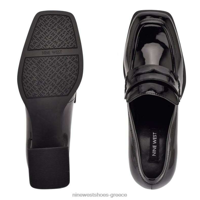 Nine West loafers με ξύσμα με τακούνι 2JJ4N1238 μαύρη πατέντα