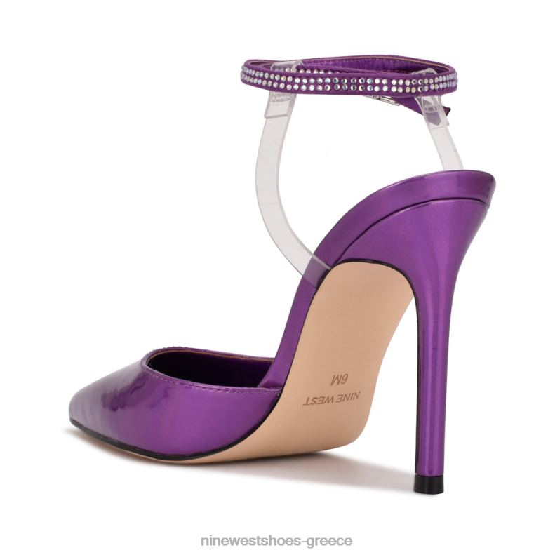 Nine West αντλίες περιτυλίγματος αστραγάλου 2JJ4N1423 μωβ/διαφανές μεταλλικό