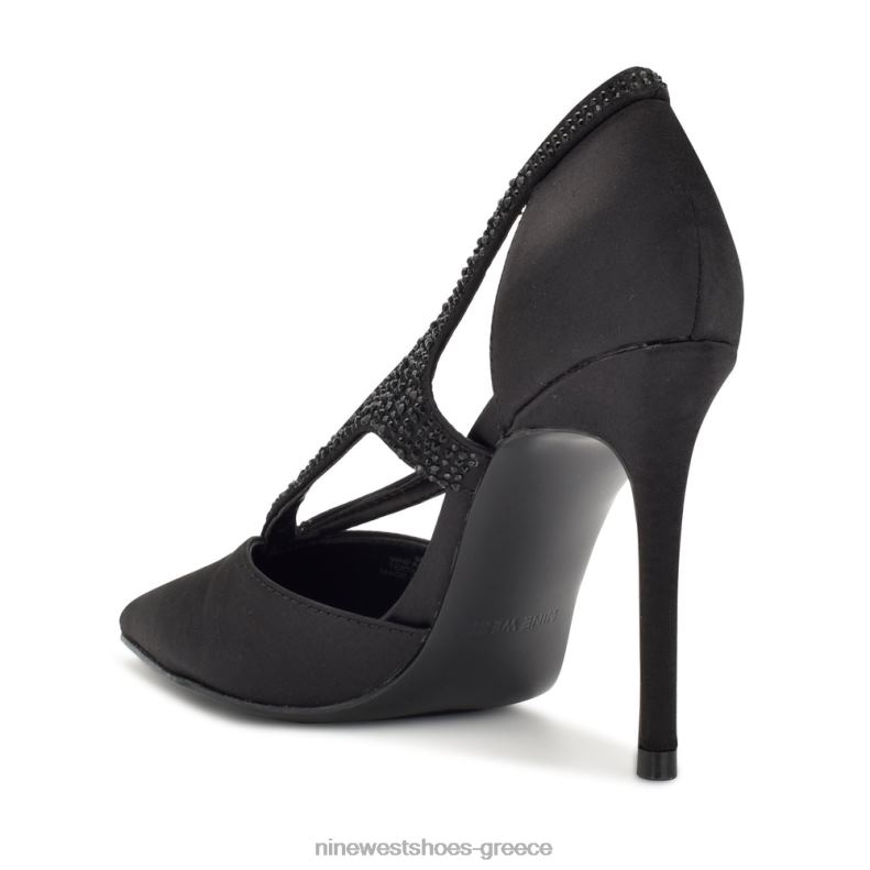 Nine West μυτερές αντλίες φαντασίας 2JJ4N1806 μαύρο σατέν κρύσταλλο