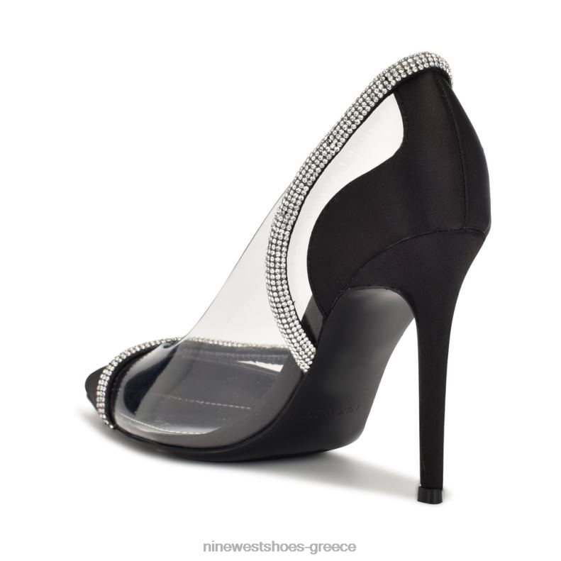 Nine West μυτερές αντλίες για τα δάχτυλα 2JJ4N1854 μαύρο σατέν