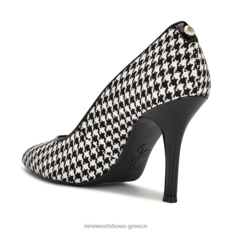 Nine West πέμπτες 9x9 μυτερές αντλίες δακτύλων 2JJ4N2137 μαύρο/άσπρο κυνηγόσκυλο