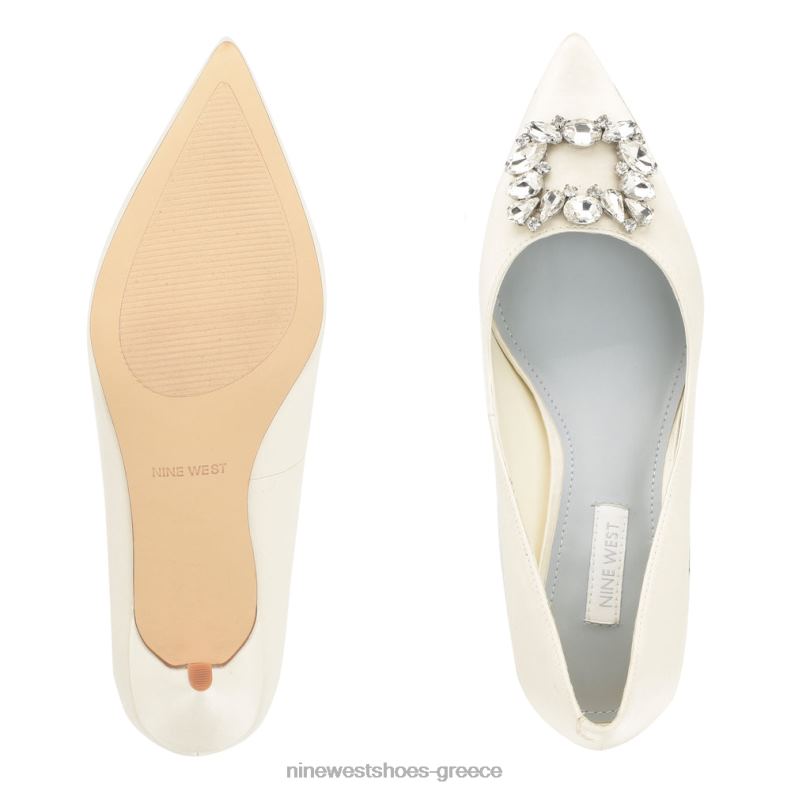 Nine West μυτερές αντλίες μύτης avolon 2JJ4N1850 ιβουάρ κρυστάλλινο σατέν