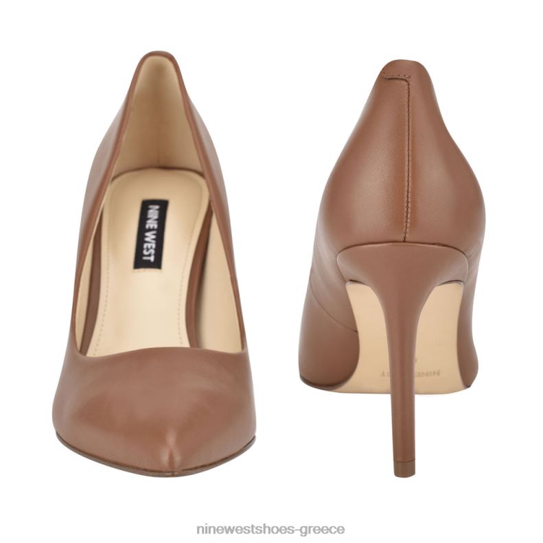 Nine West μυτερές αντλίες για τα δάχτυλα ezra 2JJ4N2398 ανοιχτό καφέ δέρμα