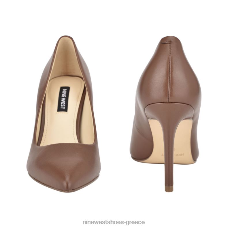 Nine West μυτερές αντλίες για τα δάχτυλα ezra 2JJ4N2400 καφέ δέρμα