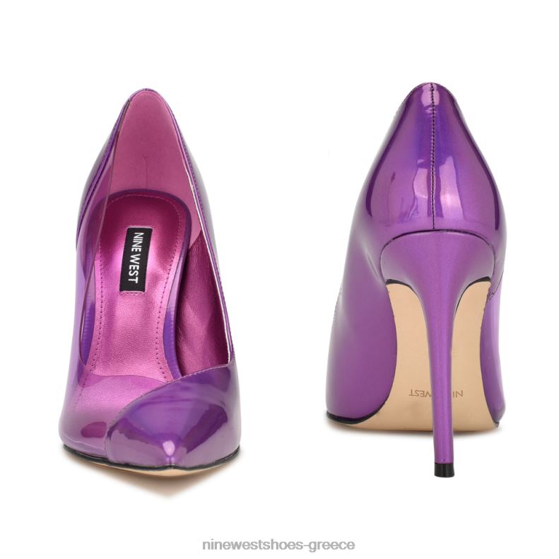 Nine West μυτερές αντλίες για τα δάχτυλα flava 2JJ4N1700 μωβ καθρέφτης μεταλλικός